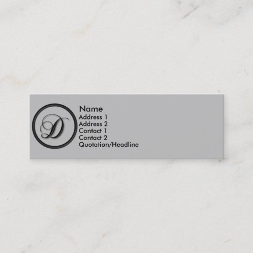 KRW Elegant Script Monogram D Profile Card Business Card Template