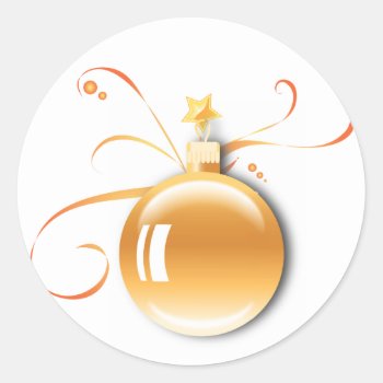 Krw Elegant Season's Greetings Gold Ornament Classic Round Sticker by KRWHolidays at Zazzle