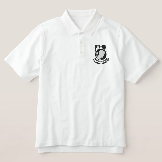 KRW Embroidered POW-MIA You Are Not Forgotten Embroidered Polo Shirt (Design Front)