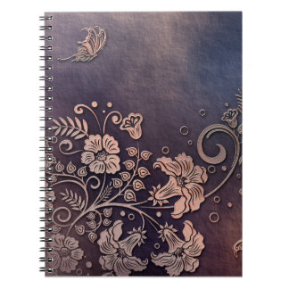 KRW Faded Purple Butterfly Floral Lined Notebook