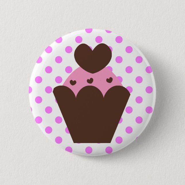 KRW Fancy Chocolate Heart Cupcake Pinback Button (Front)