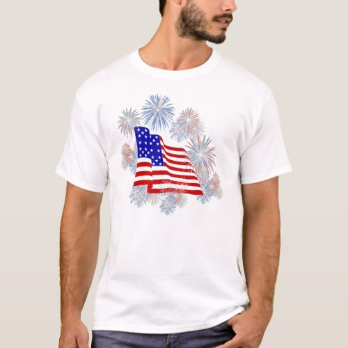 KRW Fireworks Flag Patriotic T_Shirt