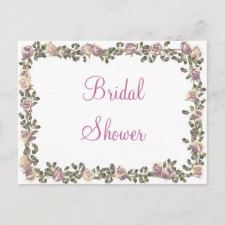 KRW Floral Border Custom Bridal Shower Invitation Postcard