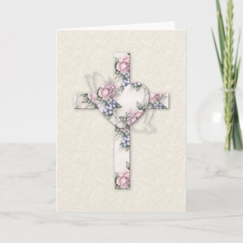 KRW Floral Cross and Doves Card