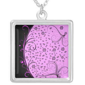 KRW Floral Grunge in Pink Sterling Silver Necklace