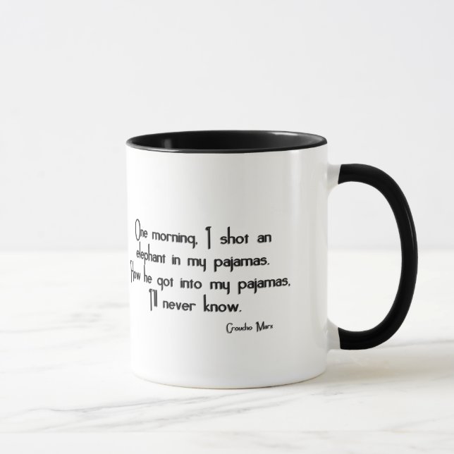 KRW Funny Elephant in Pajamas Groucho Marx Quote Mug (Right)