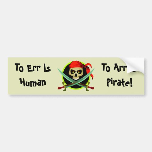 KRW Funny Pirate Joke Bumper Sticker