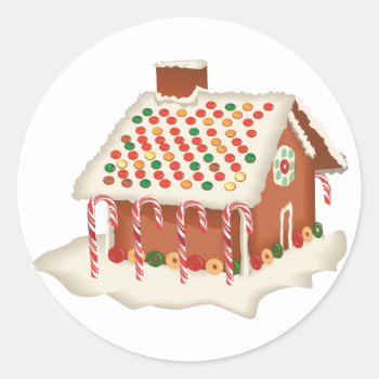 Krw Gingerbread House Holiday Classic Round Sticker by KRWHolidays at Zazzle
