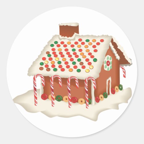 KRW Gingerbread House Holiday Classic Round Sticker