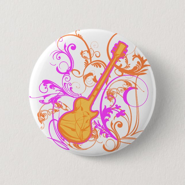 KRW Girl's Rock Guitar Grunge Pinback Button (Front)