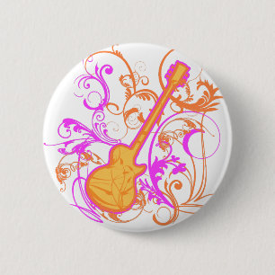 KRW Girl's Rock Guitar Grunge Pinback Button