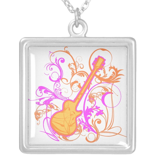 KRW Girls Rock Guitar Sterling Silver Necklace (Front)