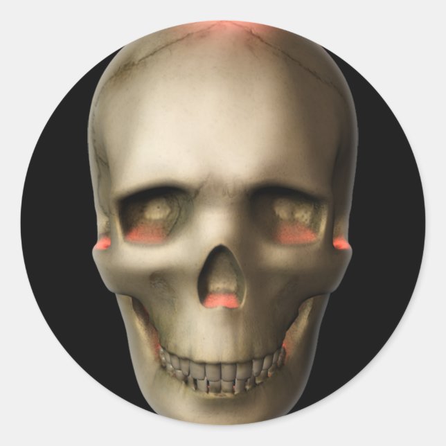 KRW Glowing Skull Halloween Classic Round Sticker (Front)