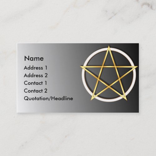 KRW Gold Wiccan Pentagram Custom Business Card
