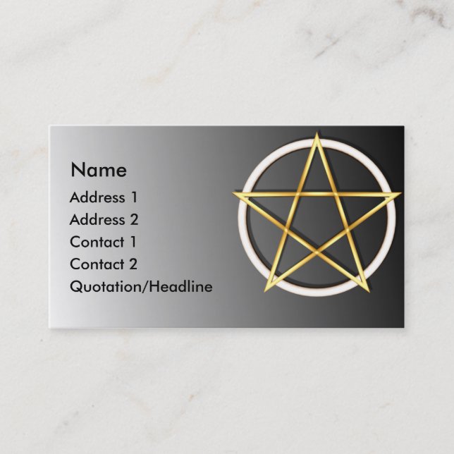 KRW Gold Wiccan Pentagram Custom Business Card (Front)