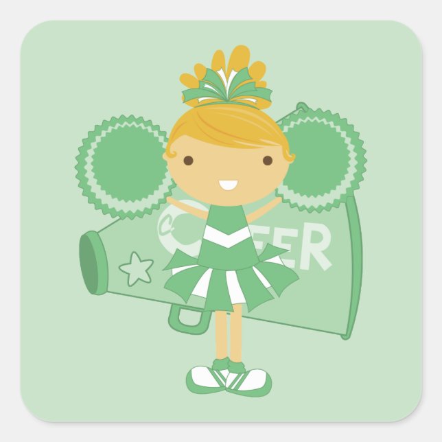 KRW Green Cheerleader Sticker Favor (Front)