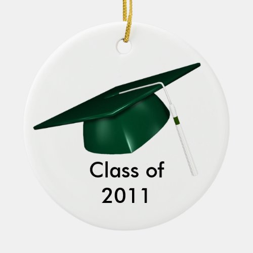 KRW Green Graduation Cap Custom Date Ornament