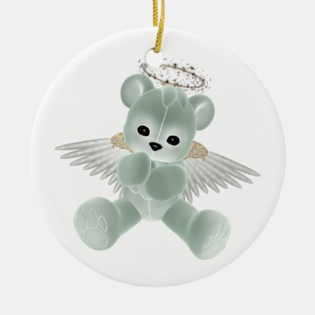 Krw Green Guardian Angel Bear Ornament