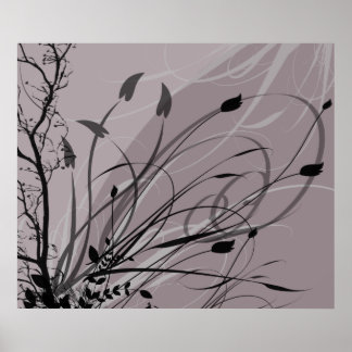 KRW Grunge Floral in Misty Lavender Poster