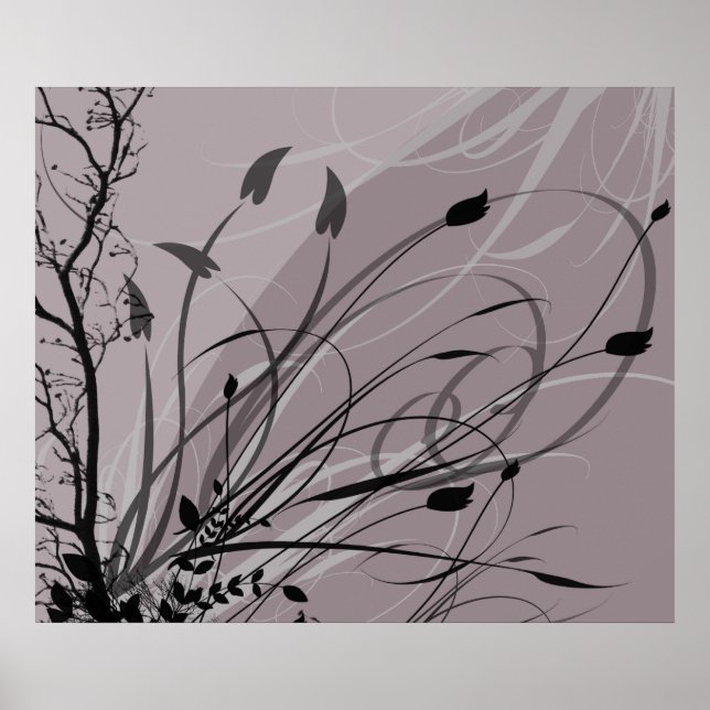 KRW Grunge Floral in Misty Lavender Poster (Front)