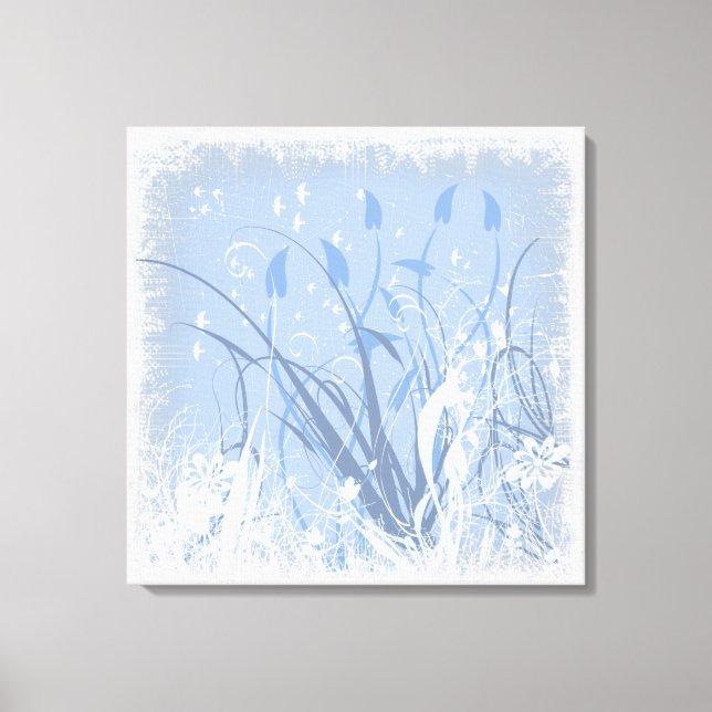 KRW Grunge in Blue 2 Wrapped Canvas (Front)