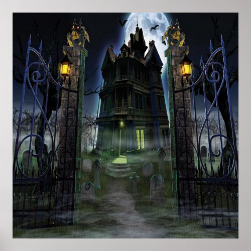 KRW Halloween Decor Poster Creepy Castle