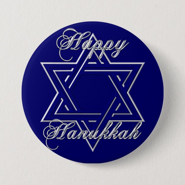 KRW Happy Hanukkah Star of David Pinback Button (Front)