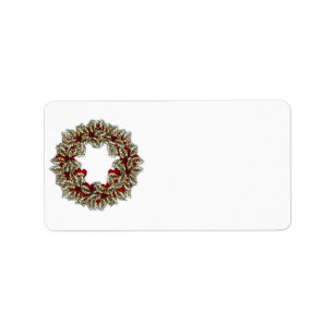 KRW Happy Holidays Wreath Xmas Blank Address Label