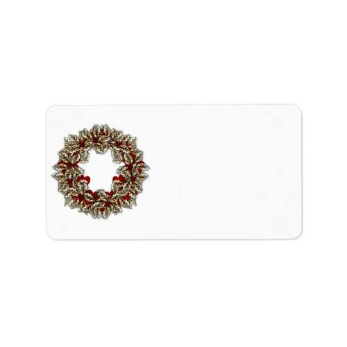 KRW Happy Holidays Wreath Xmas Blank Address Label