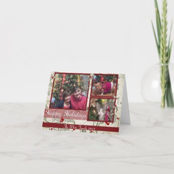 Krw Holly Berry Triple Pic Happy Holidays Card by KRWHolidays at Zazzle