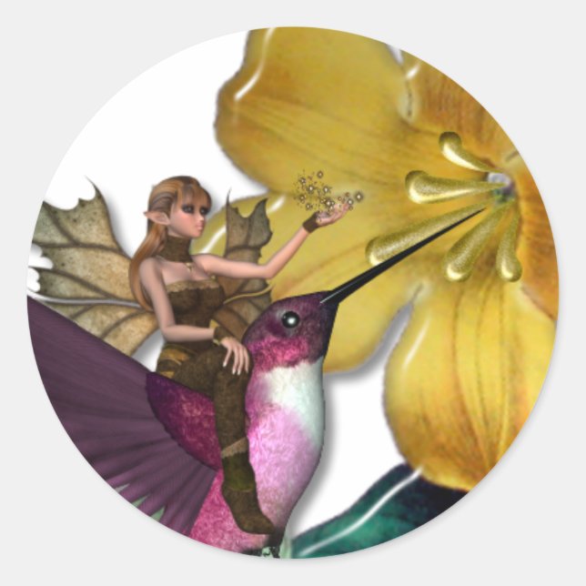 KRW Hummingbird Faery Classic Round Sticker (Front)