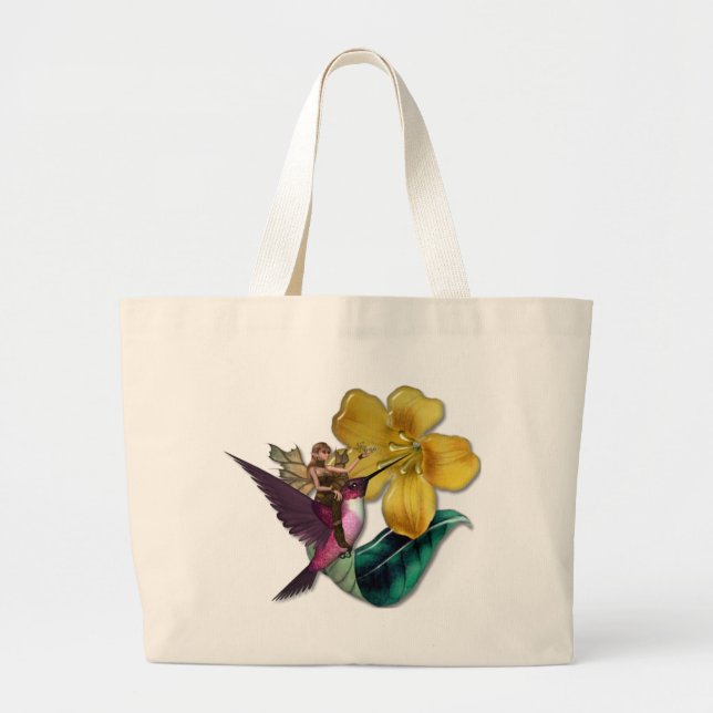 KRW Hummingbird Faery Large Tote Bag (Front)
