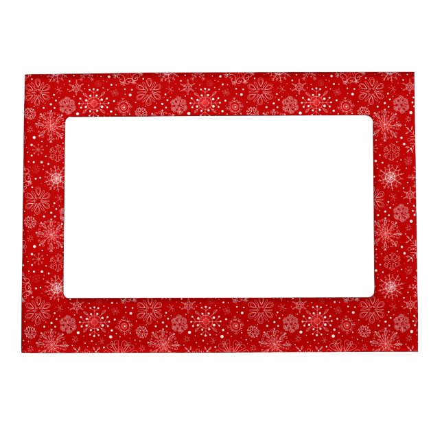 KRW Lacy White Snowflake Christmas Red Photo Frame (Front)