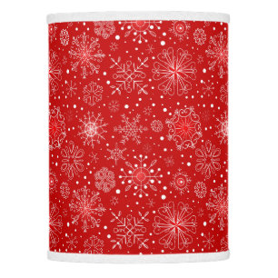 KRW Lacy White Snowflakes Christmas Red Lamp Shade