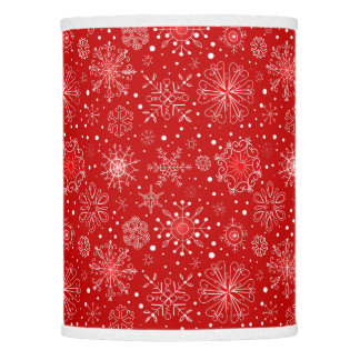 KRW Lacy White Snowflakes Christmas Red Lamp Shade