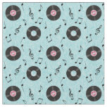 KRW Light Blue Retro Records Music Fabric