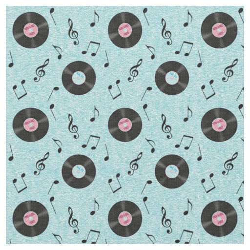 KRW Light Blue Retro Records Music Fabric