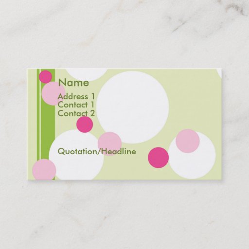 Customizable KRW Lime and Pink Dots Custom Business Card