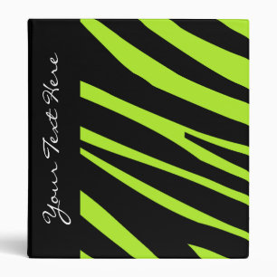 KRW Lime Zebra Stripes Back to School Binder* 3 Ring Binder