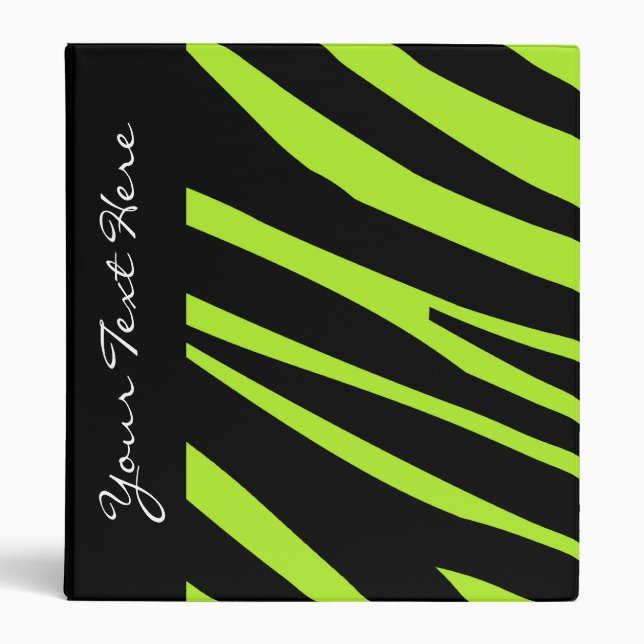 KRW Lime Zebra Stripes Back to School Binder* 3 Ring Binder (Front)