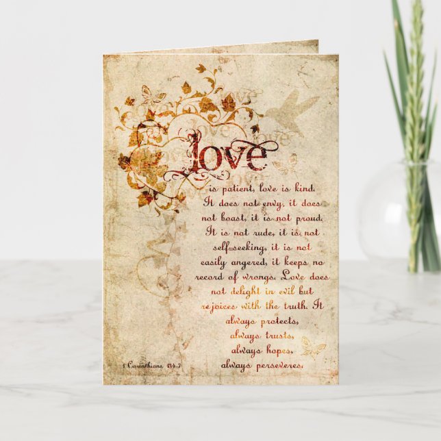 KRW Love Is Corinthians Wedding Invitation Ecru (Front)