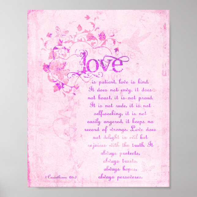 KRW Love is Patient Corinthians Bible Quote Poster (Front)