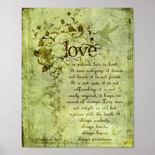 KRW Love is Patient Corinthians Bible Quote Poster