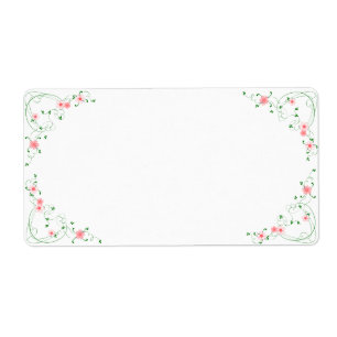 KRW Lovely Pink Floral Blank Shipping Label