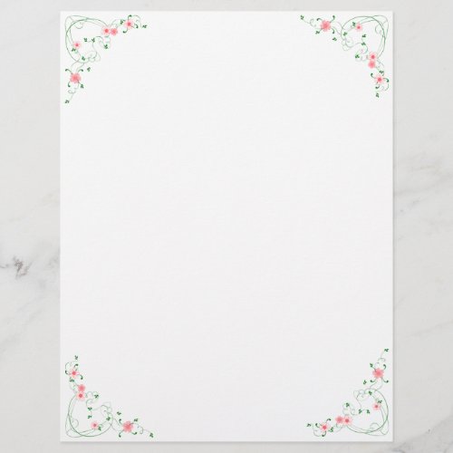 KRW Lovely Pink Floral Corner Design Letterhead