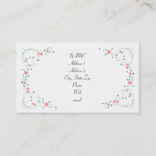 KRW Lovely Pink Floral Custom Business Card