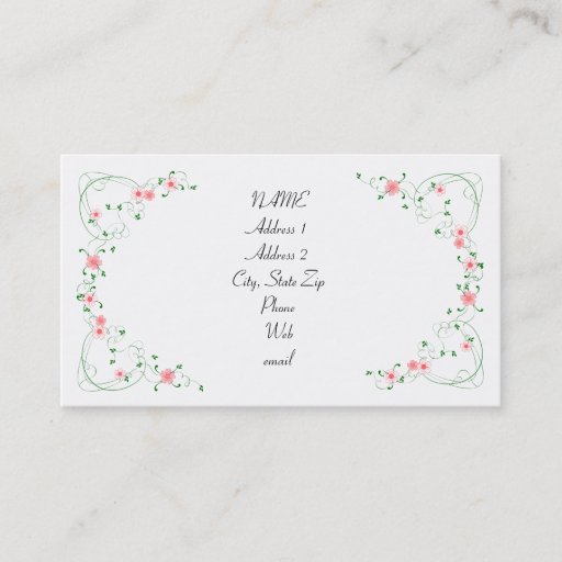 Customizable KRW Lovely Pink Floral Custom Business Card