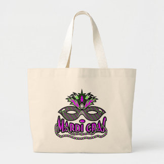 KRW Mardi Gras Mask and Beads Large Tote Bag