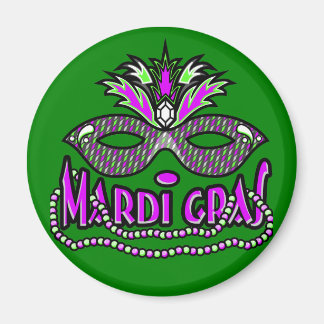 KRW Mardi Gras Mask and Beads Magnet