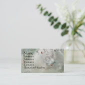 KRW Misty Gray Floral with Orange Butterflies Business Card (Standing Front)
